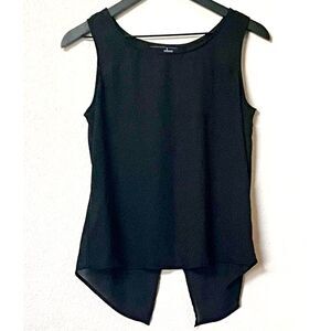 OBOE Sheer Black Scoop Neck Tank Top with Opening on the Back Size M